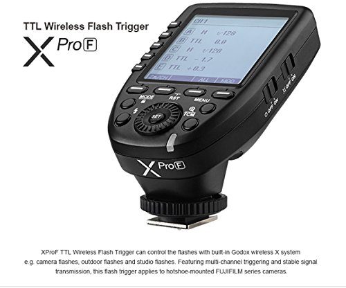 【正規品 技適マーク付き日本語説明書付】Godox Xpro-F 2.4G ワイヤレスフラッシュトリガー 高速同期1 / 8000s Xシステム内蔵 超大LCDスクリーントランスミッタ付き 富士フイルムデジタルカメラ用