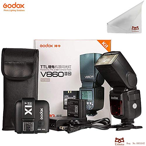 Godox Ving V860II-N 2.4G TTL HSS 1/8000sリチウムイオン電池カメラフラッシュスピードライト1.5Sリサイクル時間+無線リモートフラッシュ受信機 (V860II-N+X1T-N)