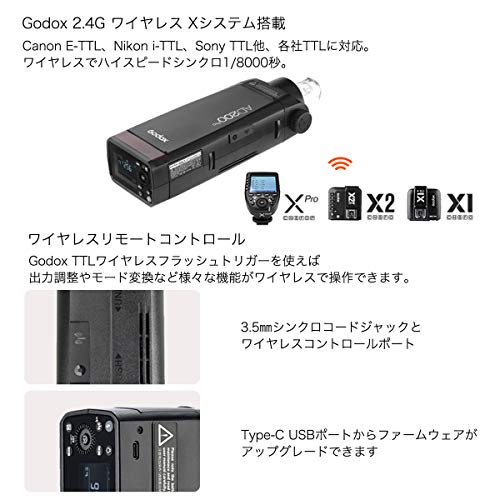 日本正規代理店【Godox AD200 Pro】「フラッシュ+ワイヤレス送信機（XPro-N ニコン用）+アンブレラ+スタンド フルセット」スピードライト ストロボ ゴドックス:spc508