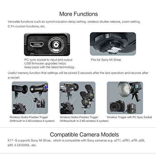 Godox X1S（送信機 + 受信機）TTL 2.4G 1 / 8000s HSS ワイヤレスフラッシュトリガーキット for Sony a77II a7R a7SII A6500 A6300 and Godox TT685S TT350S V860II-S