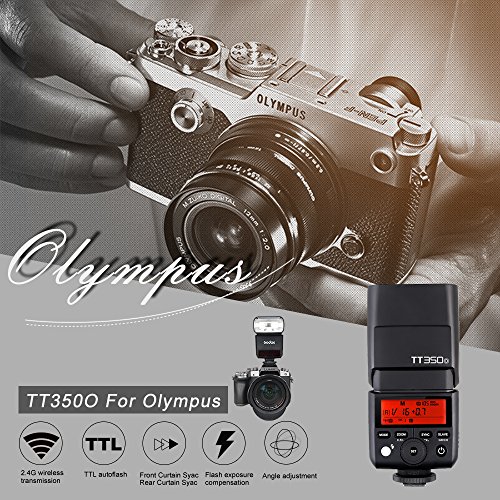 Godox TT350O ミニカメラフラッシュ 2.4G無線伝送搭載 TTL LCDパネル 角度調整可能 ミニ 携帯便利 高速シンクロ Olympus/Panasonicカメラに対応 日本語説明書付き