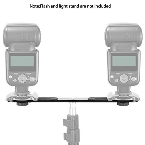 Neewer 11inch/ 27.5cm デュアルフラッシュブラケット三脚マウント 1/4 inchスクリュー付きカメラ、スタジオビデオライトスタンド、外部フラッシュとスピードライトに対応（ホットシューソケットは含まれてない）