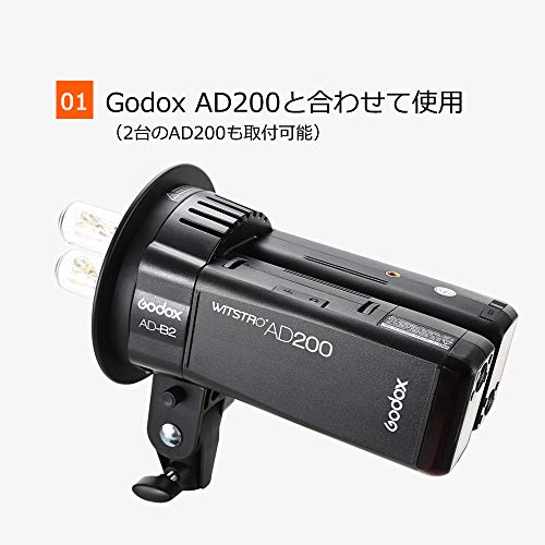 Godox AD-B2 ダブルチューブライトヘッドブラケット ボーエンスマウント 角度調整可能 AD200＆AD200Proフラッシュ用
