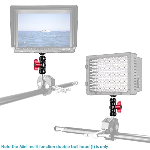 Neewer ミニ多機能ダブルボールヘッド　シューマウントと1/4インチネジ付き　DSLRカメラ、LCDモニター、LEDライトに対応　ポータブルで耐久性あるアダプタマウント　アルミ合金とステンレススチール製