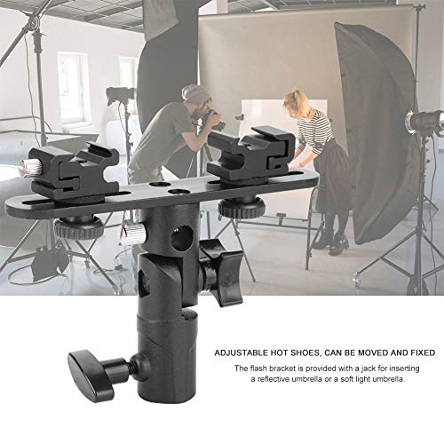 VBESTLIFE フラッシュブラケット 2台設置可能 デュアルタイプ 軽量 高耐久 カメラ撮影アクセサリ スピードライト用
