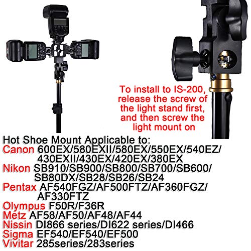 Nikon ニコン/Canon キヤノン/Pentax ペンタックス/Sigma シグマ/Olympus オリンパス/Metz/Nissin/Vivitar 用三脚ホットシューマウント/フラッシュブラケット/カメラ傘ホルダー