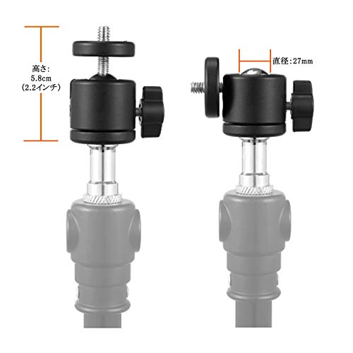 Yoholo ミニ雲台 自由雲台 ミニボール雲台 360°回転 ボールヘッド 小型 マイクロボール雲台 三脚ボール 1/4ネジホットシュー付き デジタルカメラ アクションカメラ フラッシュなど適用