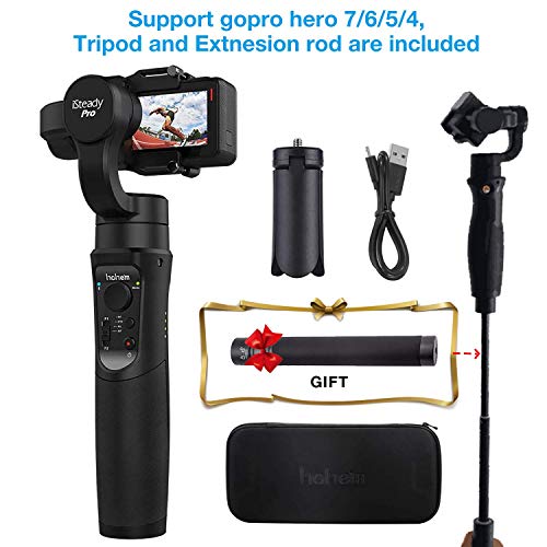 Hohem iSteady pro Handheld Stabilizing Gimbal Support Motion Timelapse APP Remote Control for GoPro Hero 6/5/4/3, for Sony RX0, for SJCAM YI cam Action Camera,including tripod stand extension rod