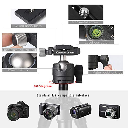Koolertronボールヘッド アップグレードバージョンDSLR カメラ ビデオ クイックリリース付き360度回転パノラマ アルミニウム合金 縦横モード簡単切替え 耐荷重10kg(H-28)