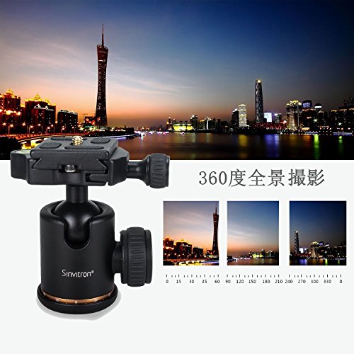 自由雲台 Sinvitron ボールヘッド 雲台 360度回転可能 クイックシュー付き アルミ製 軽量小型 水準器付き縦横調節可能 最大荷重10kg