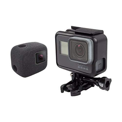 2パックフロントガラス風騒音低減フォームスポンジカバー防風ハウジングケース互換GoPro Hero 7 5 6（2018）ブラックカメラ
