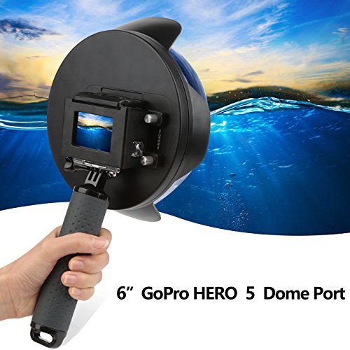 JP Flyer Gopro hero 5/hero 6 Dome Port カメラ用 ドームポート シーンと水線部の間の垂直夾角を消す 半円形 防水ハウジングケース･フロートハンドグリップ付き 水下30M可 ダイビングカメラ スポーツアクションカム 水中撮影用