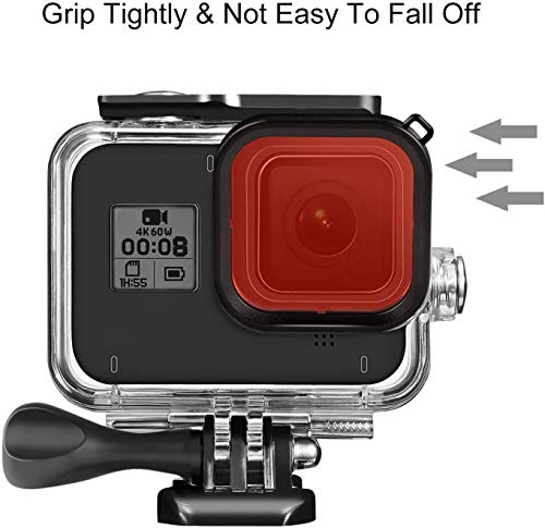 XIAOYINREN GoPro HERO 8 BLACK専用ダイビングハウジングケース+赤フィルター（1種類入り） 防水ハウジング 色補正フィルター 水中撮影セット 曇り止めシート付き