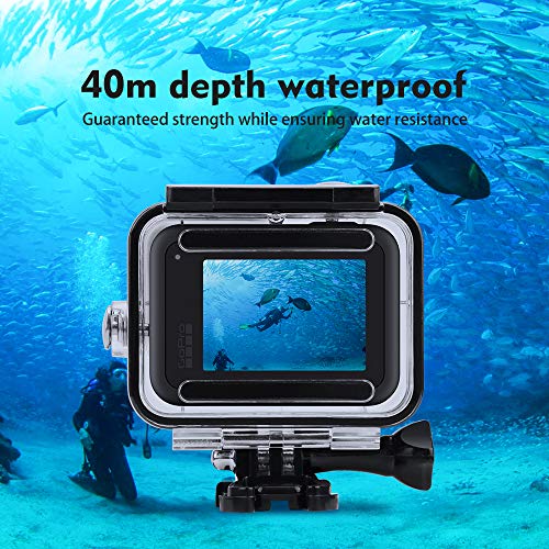 AFAITH 防水ハウジングケース GoPro Hero8 Black 対応 水中撮影 水深さ60m 防水 三つレンズフィルター付き アクションカメラ アクセサリ-