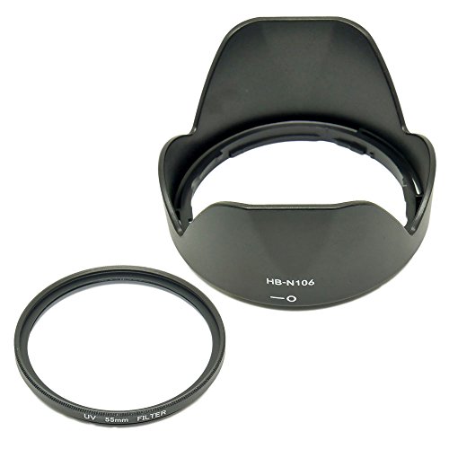エフフォト F-Foto フード＆フィルターセット Nikon ニコン レンズフード HB-N106 対応 互換 花形フード と 55mm レンズ保護フィルター セット HB10655SET
