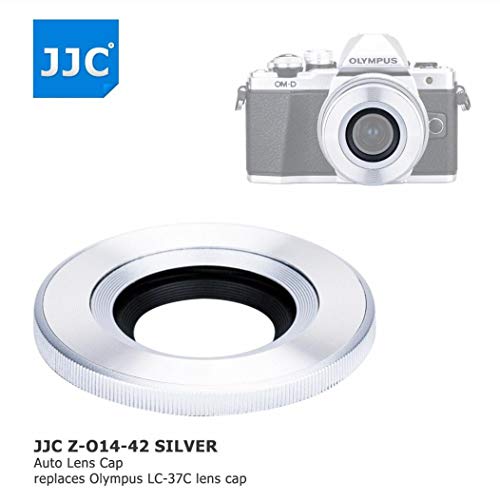JJC Z-CAP オートレンズキャップ シルバー SILVER【オリンパスED14-42mm F3.5-5.6 EZ専用・オリンパス LC-37C 互換】カメラ電源ON/OFFで自動開閉します。自動キャップ 自動開閉