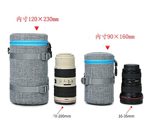 レンズケース，Savman 一眼レフカメラ カメラ用 レンズポーチ 10mm 厚さ 防水 耐衝撃 保護カバー 収納ポーチ レンズ収納ケース カメラケース 直径 12*23cm (L)
