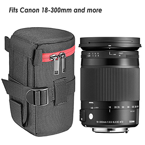 Neewer NW-L2040厚い詰物レンズ保護袋　防水　耐久性　ナイロン製　Canon 100MM 70-300lS 75-300 / Nikon 55-300 28-300 105VR 70-300などの 18-300MM　レンズに使う(赤)