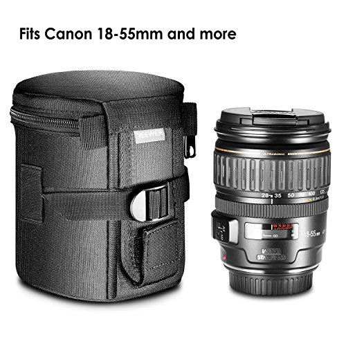 Neewer NW-L2020レンズケース(黒) パッド入り 防水 18-55mmレンズに適用 Canon 50-1.4 50-1.8 85-1.8 18-55 35-2 Nikon 50-1.8 16-85 18-55 35-1.8G 60-2.8 24-85 40-1.8に対応