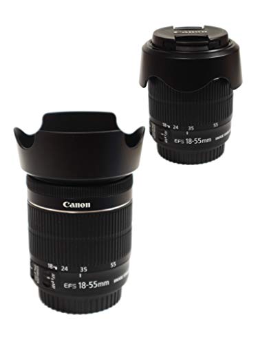 PRO【RIGMA】Canon EOS KISS X10/ X9i/ KISS X9/ KISS X8i/ KISS X7i/ 80D/ 70D/ 9000D/ 8000D/ダブルズーム キット 同梱レンズ用 レンズフード 2点セット (逆さ付け対応 EW-63C&ET-63) 互換品