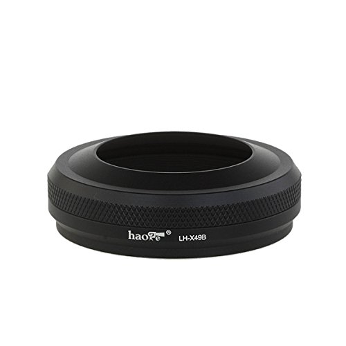 Haoge LH-X49B 2イン1 メタル 超薄型レンズフード、アダプタリングセット付、for 富士フイルム Fujifilm Fuji FinePix X70 X100 X100S X100T X100F カメラ用、ブラック