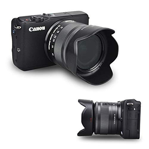 JJC 可逆式 レンズフード 花形 Canon EOS M50 M100 M5 M6 M10 用 EW-53 互換 EF-M 15-45mm f3.5-6.3 STM レンズ 対応
