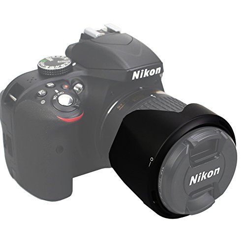 【butten】 Nikon 【 D3400 D5600 D5300 】 ダブルズームキット 対応 【 HB-N106 HB-77 】 互換レンズフード2種 【 55mm 58mm 】 保護フィルター2種