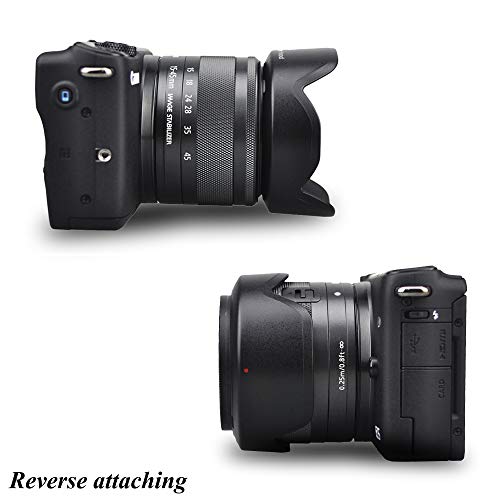 JJC 可逆式 レンズフード 花形 Canon EOS M50 M100 M5 M6 M10 用 EW-53 互換 EF-M 15-45mm f3.5-6.3 STM レンズ 対応