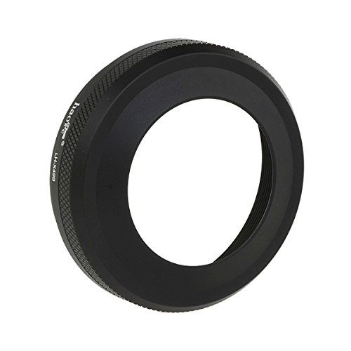 Haoge LH-X49B 2イン1 メタル 超薄型レンズフード、アダプタリングセット付、for 富士フイルム Fujifilm Fuji FinePix X70 X100 X100S X100T X100F カメラ用、ブラック