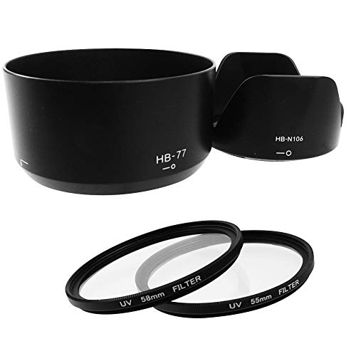 スリーフレンズ Nikon 互換 レンズフード & フィルター 4点セット HB-N106 HB-77 55mm 58mm 【 D3400 D5600 D5300 対応 】