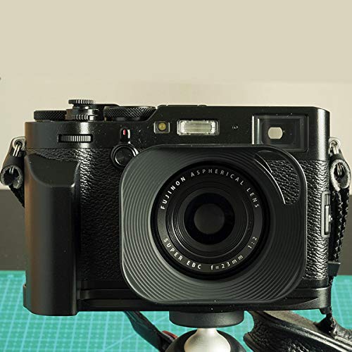 Haoge LH-E3P 正方形メタルレンズフード ホローアウト 49mmアダプターリング付き 富士フイルム FinePix X100 X100S X100T X70 X100F カメラ用 Fujifilm LH-X100 AR-X100 LH-X70 ブラック