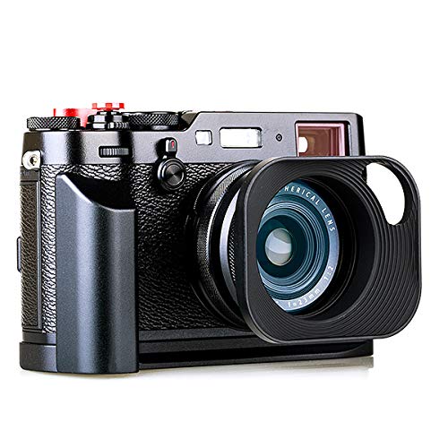 Haoge LH-E3P 正方形メタルレンズフード ホローアウト 49mmアダプターリング付き 富士フイルム FinePix X100 X100S X100T X70 X100F カメラ用 Fujifilm LH-X100 AR-X100 LH-X70 ブラック