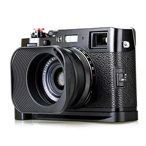 Haoge LH-E3P 正方形メタルレンズフード ホローアウト 49mmアダプターリング付き 富士フイルム FinePix X100 X100S X100T X70 X100F カメラ用 Fujifilm LH-X100 AR-X100 LH-X70 ブラック