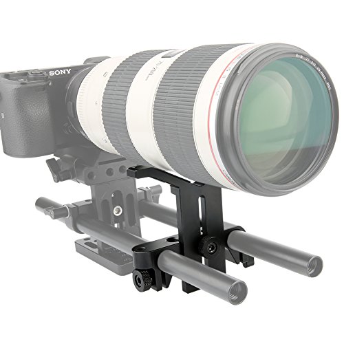 NICEYRIG レンズサポート ロングレンズサポート 15mmロッドクランプ付き Y形レンズサポート カメラレンズサポートホルダー 汎用 調節可能 直径範囲50-140mmレンズ対応上下60mmの調整長さ アルミ製 DSLR装備 DSLRリグ -106
