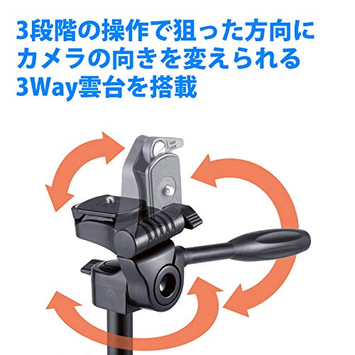 Velbon スタンド型一脚 Pole Pod EX 4段/2段 レバーロック 脚径23mm/17mm 小型 3Way雲台 クイックシュー対応 アルミ脚 372482