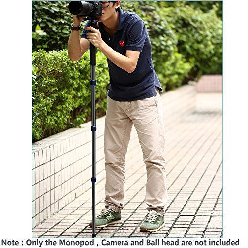 Neewer アルミ合金製　カメラ一脚　　48～163cm　5段調節可能なポータブルスタンド　キャリングバッグ付き　Canon Nikon Pentax Sony Olympus DSLRカメラに対応（黒+青）