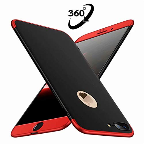 iphone 6/6S保護カバー FHXD 360度全面保護 超薄型スマホケース PCハードケース 擦り傷防止 耐衝撃 落下防止 3イン 1保護ケース(赤と黒)
