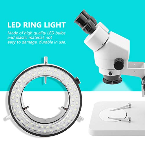 3.5W 実体顕微鏡用二重巻きLEDリング照明装置 顕微鏡カメラ 56LEDビーズ 光源輝度調整可能リングランプ (US Plug)