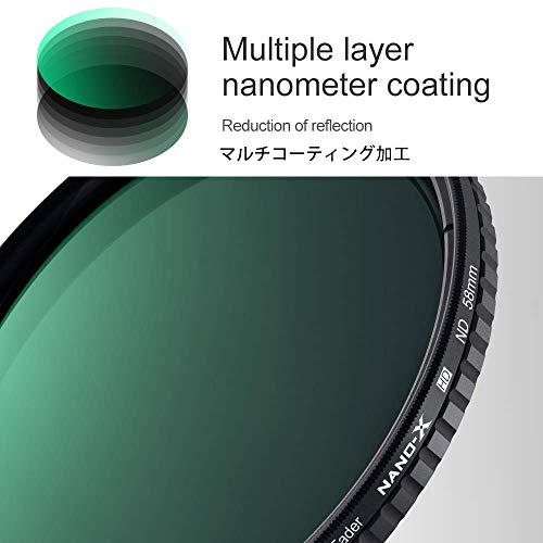 NDフィルター 55mm 可変式 X状ムラなし ND2-ND32フィルター 薄型 減光 レンズフィルター K&F Concept【メーカー直営店】