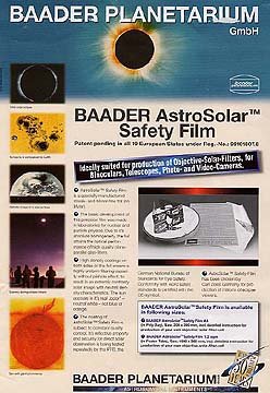 AstroSolar(アストロソーラー)フィルター100mm角型フィルター ND5 (1／10万減光)金星の太陽面通過
