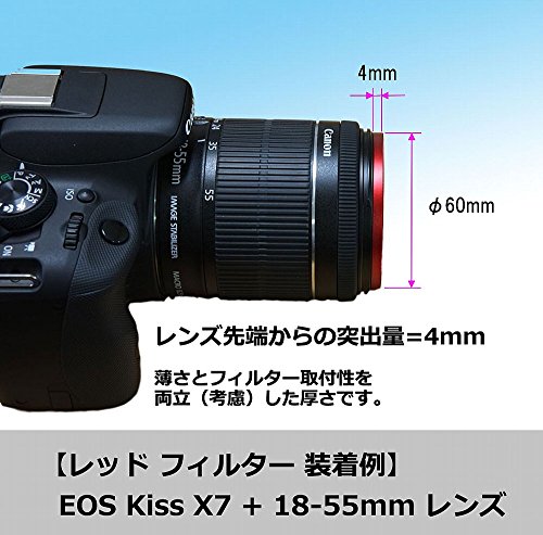 エフフォト F-Foto プロテクト レンズ フィルター スリムタイプ レッド 各社対応 薄型 UV保護フィルター 赤枠  (58mm, レッド) F58-RED