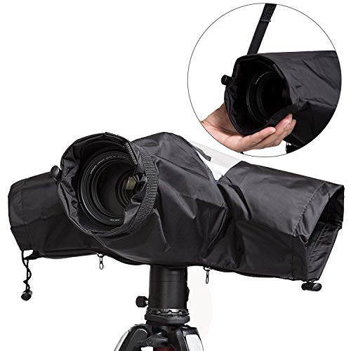 カメラレインカバー カメラ防水カバー 軽量薄柔らかな素材 雨の日撮影用品 カメラ レインジャケット 防水防塵 簡単操作 カメラ 一眼レフ用