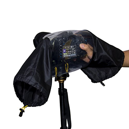 FOSOTO カメラレインカバー 一眼レフカメラ用 レンズ プロテクター 防水 防塵 使いやすい 便利 ブラック