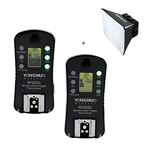 YONGNUO製 RF-605 Wireless Flash Trigger ワイヤレスフラッシュトリガー スピードライトトランスミッター Canonデジタル一眼レフカメラ用 フラッシュ ディフューザー搭載