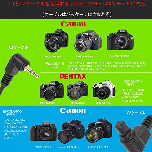 ENEGON ワイヤレスカメラシャッターリモート Canon EOS Rebel T6 T7 80D 70D 60D 60Da 77D T7i T6i T6s SL2 SL1 T5 T3 T5i T4i T3i T2i T1i Xsi XS Xti EOS RP R M6 M5 などのデジカメに対応