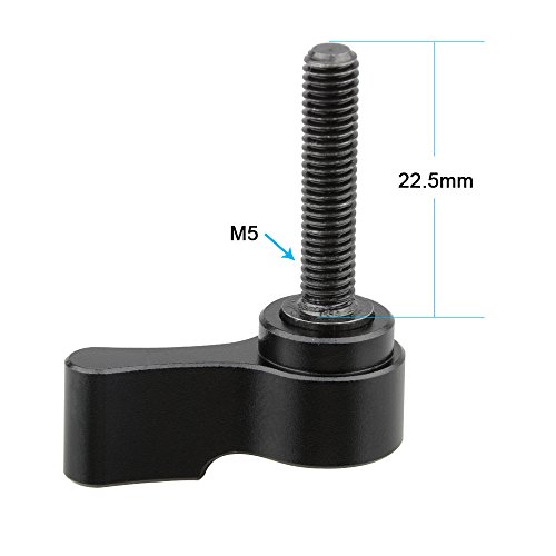 CAMVATE M5 22.5mm 蝶ナット 手回しネジ 調整可能 ロッドクランプ ロック レールブロック ロッドサポート 用 黒2点