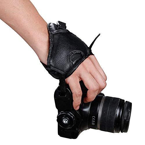 Wanby カメラのパッド付き手首グリップストラップ、DSLRカメラのためのレザーハンドグリップストラップ - キャノンニコンソニー、ユニバーサル一眼レフカメラのドロップを防ぎ、ビデオを安定させる