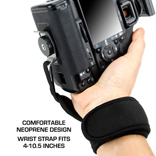 USA Gear カメラグリップハンドストラップ・簡単取り外し・調節可能 The USA GEAR DualGRIP Hand Support and Wrist Strap 一眼レフ・ミラーレス・三脚穴のある全てのカメラ 黒 ネオプレン素材・一部メタル GRCMDG0110BKEW