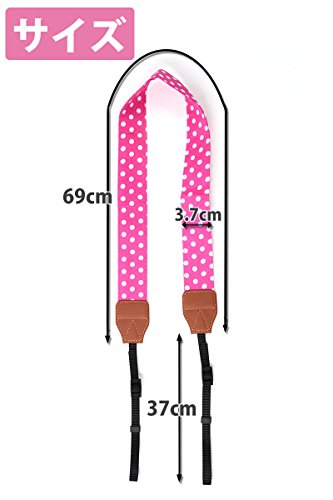 【ラパンカメラ】 可愛い 水玉 6色 カメラストラップ おしゃれ 一眼レフ ミラーレス カメラ かわいい ストラップ 女子 男女兼用 Red/dot