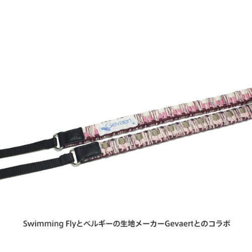 Swimming Fly  &  Gevaert ネックストラップ カメラストラップ ミラーレス一眼用 ビビットシャギーファイン 編みこみ ピンク SFN-032